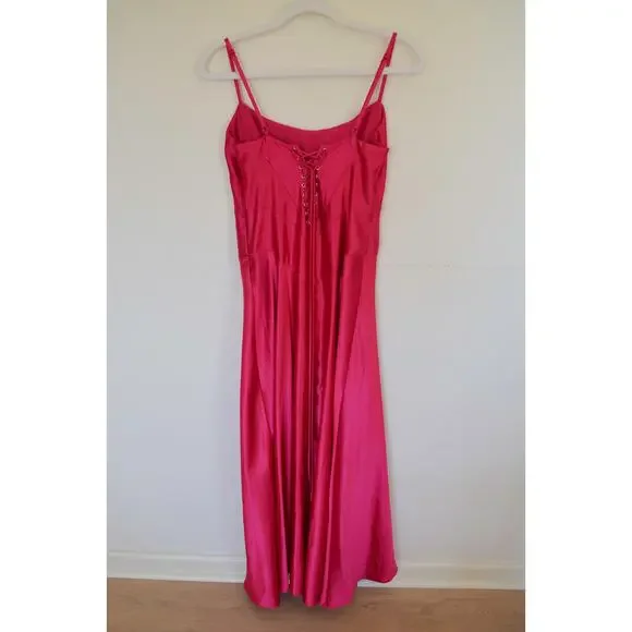 Anthropologie MARE MARE Emmy Satin Corset Lace Up Back Maxi Dress Pink - Picture 6 of 6